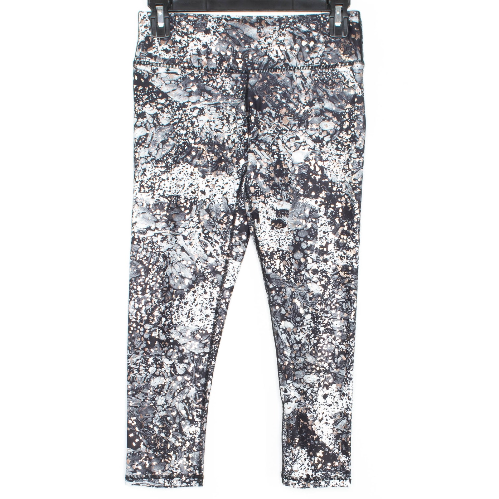 Nwt Fabletics Leggings Cropped Yoga Athleisure Grunge Urban Metallic Black Xs